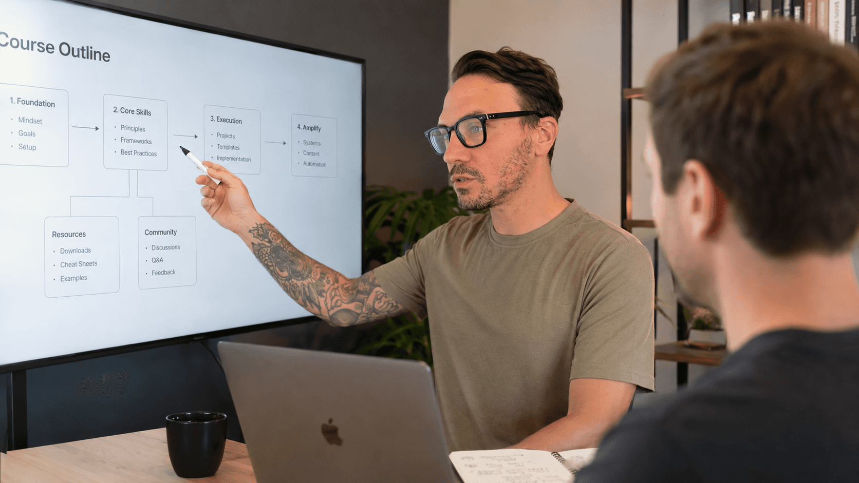 Nick walking through course strategy with a creator